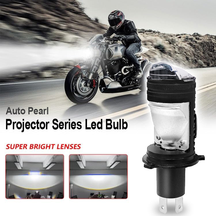Auto Pearl H4 LED Projector Lens Motorcycle Headlight Bulbs 12V 8000LM Bulb H4 CSP Chip High/Low Beam, 45W-55W Canbus Turbo, 6000K White Light compatible with All Bike (Pack of 1)