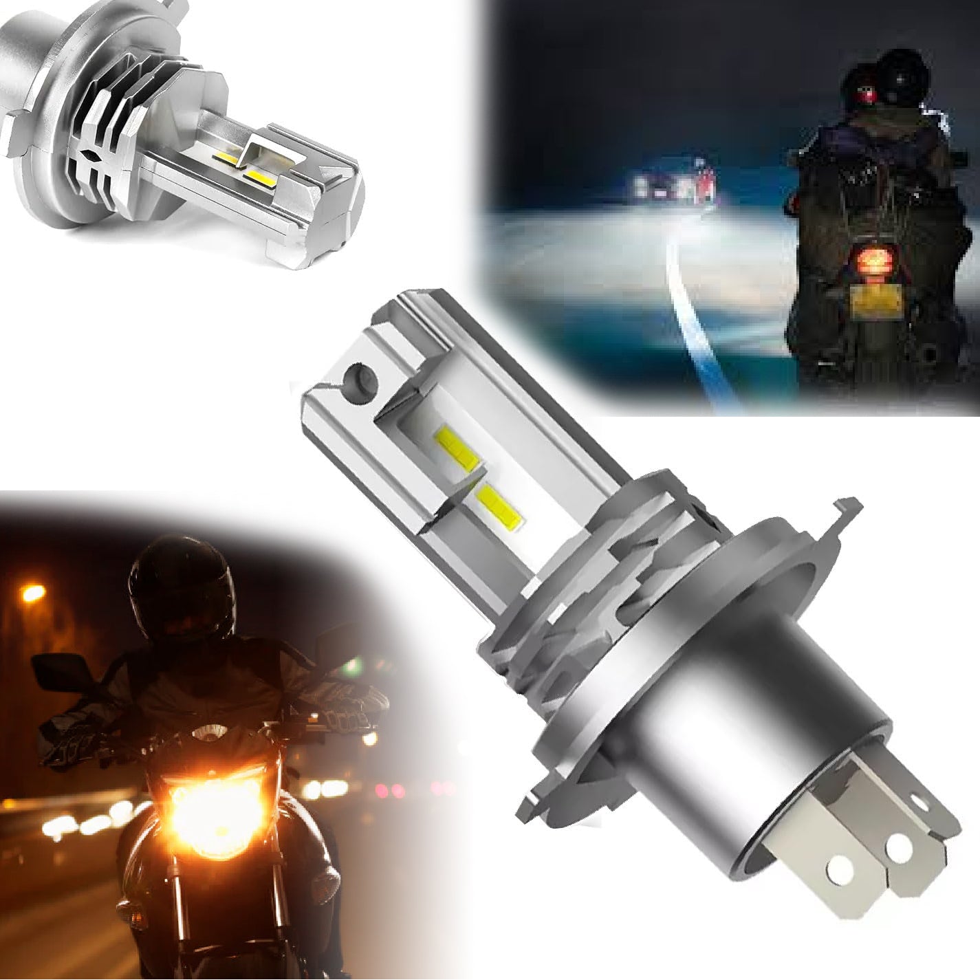 V3 LED Headlight Bulbs Hi/Low Beam Fits for Vehicle H4, 2600LM, 6000K, 45W Compatible with All Bike & All Car (Pack of 1)