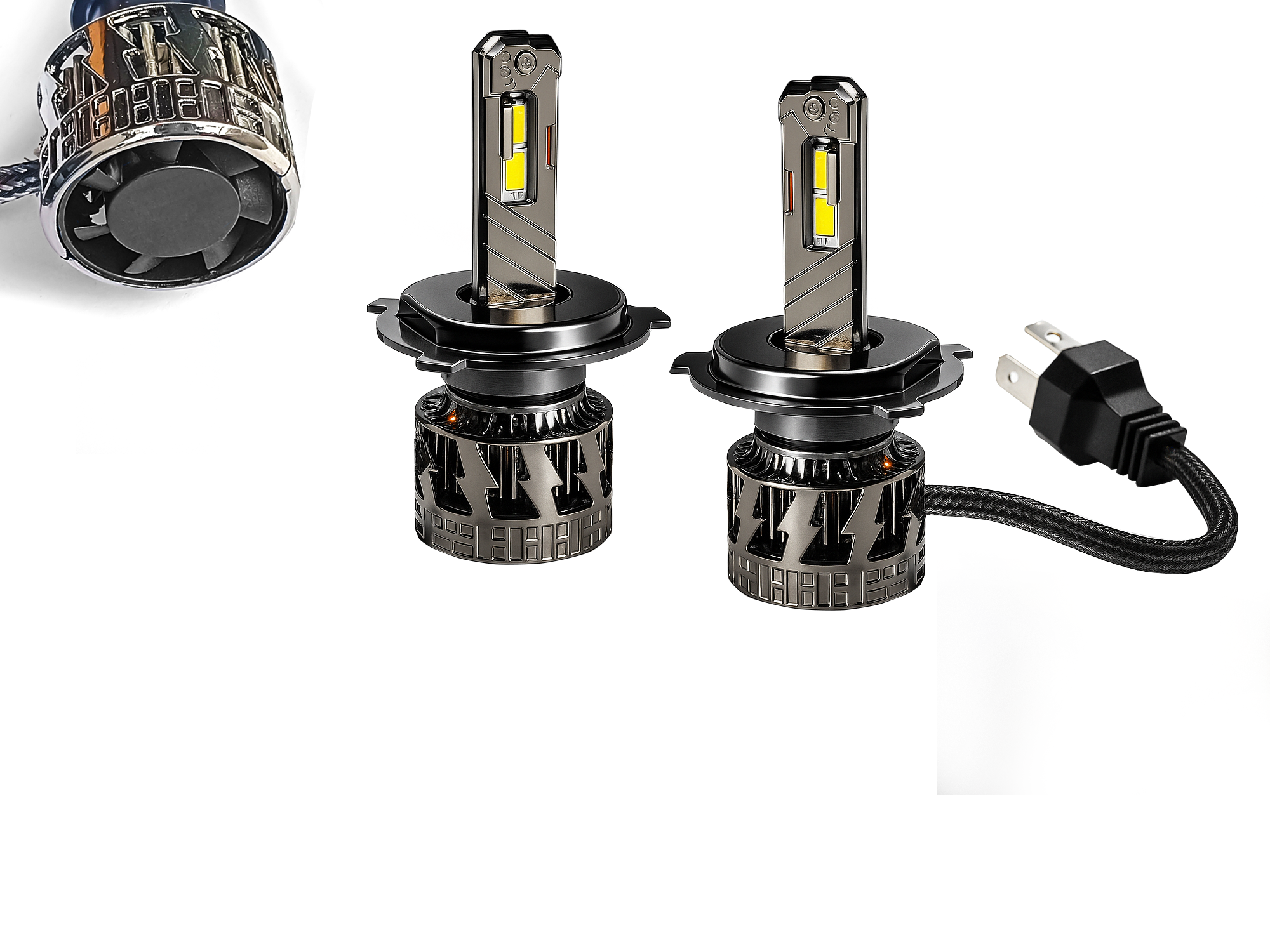 Auto Pearl H4 LED Headlight Bulb for Car 220W 14000LM 6000K (White Light LED Headlight Bulb) compatible with All Car (Pack of 2)