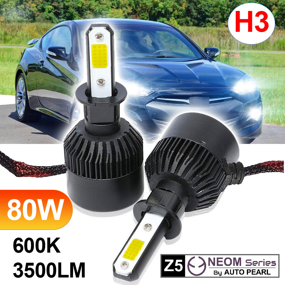 Auto Pearl H3 Car LED Foglight Bulb, 80W 3500LM 6000K (White Light LED Foglight Bulb/Auxiliary Lights) Pack of 2