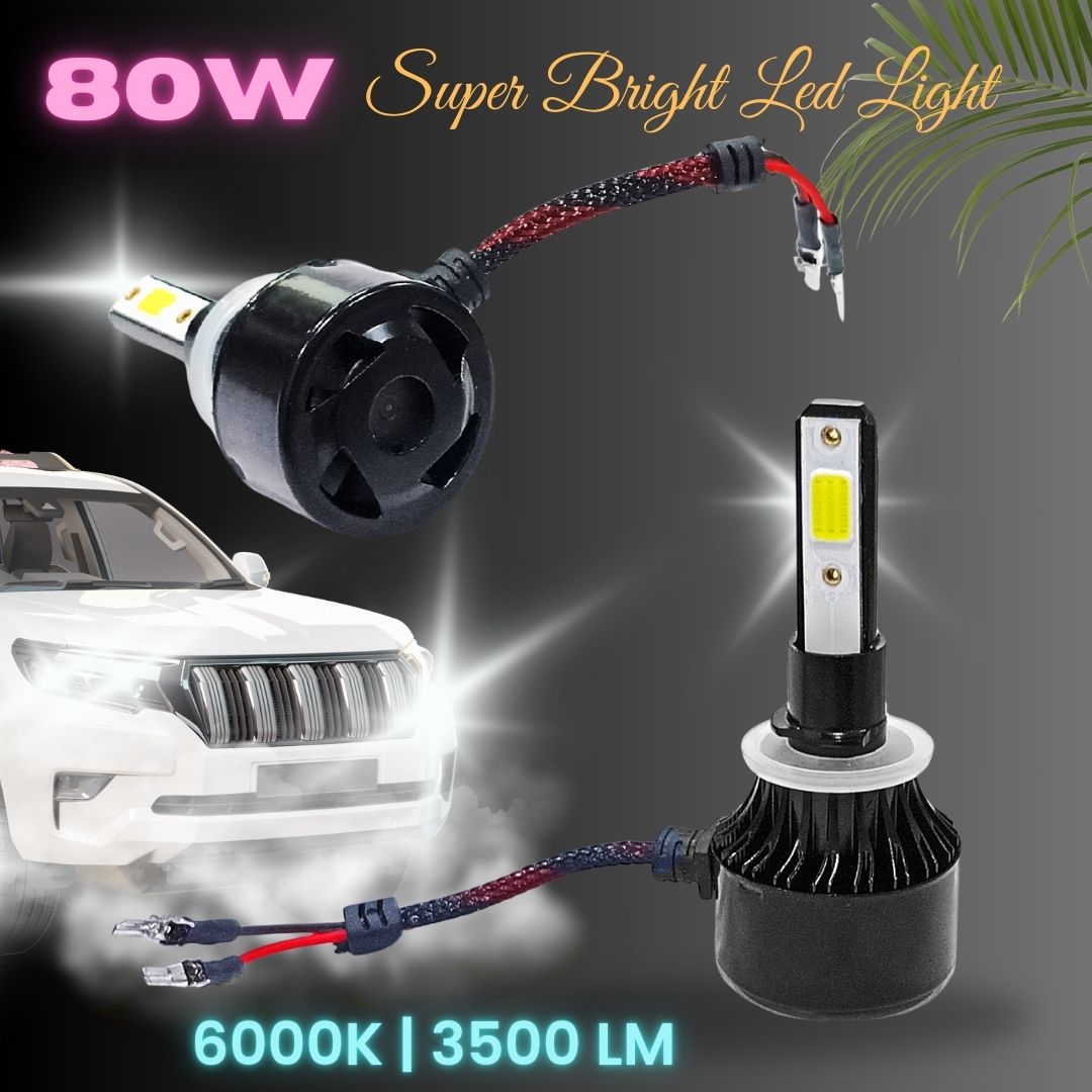 Auto Pearl 880/881/H27/H27SB Car LED Foglight Bulb, 80W 3500LM 6000K (White Light LED Foglight Bulb) (Pack of 2)