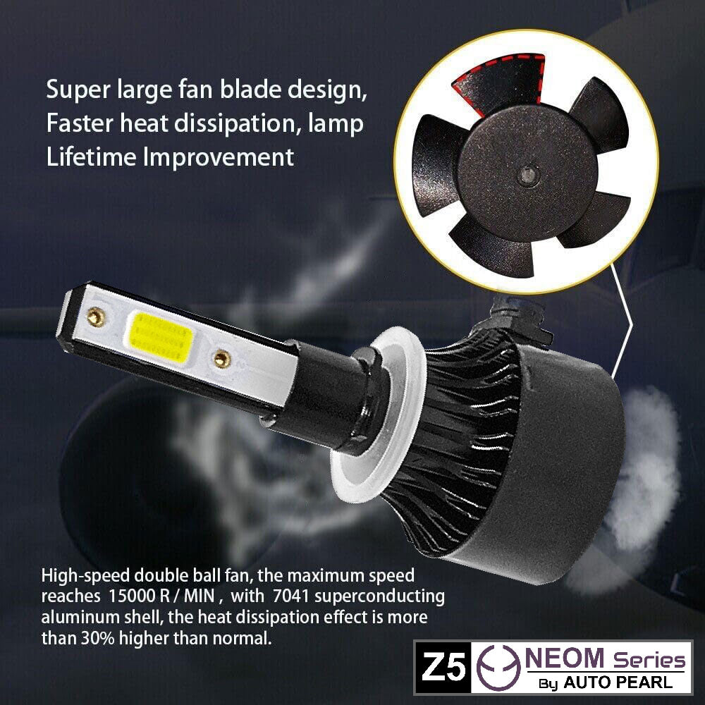 Auto Pearl 880/881/H27/H27SB Car LED Foglight Bulb, 80W 3500LM 6000K (White Light LED Foglight Bulb) (Pack of 2)