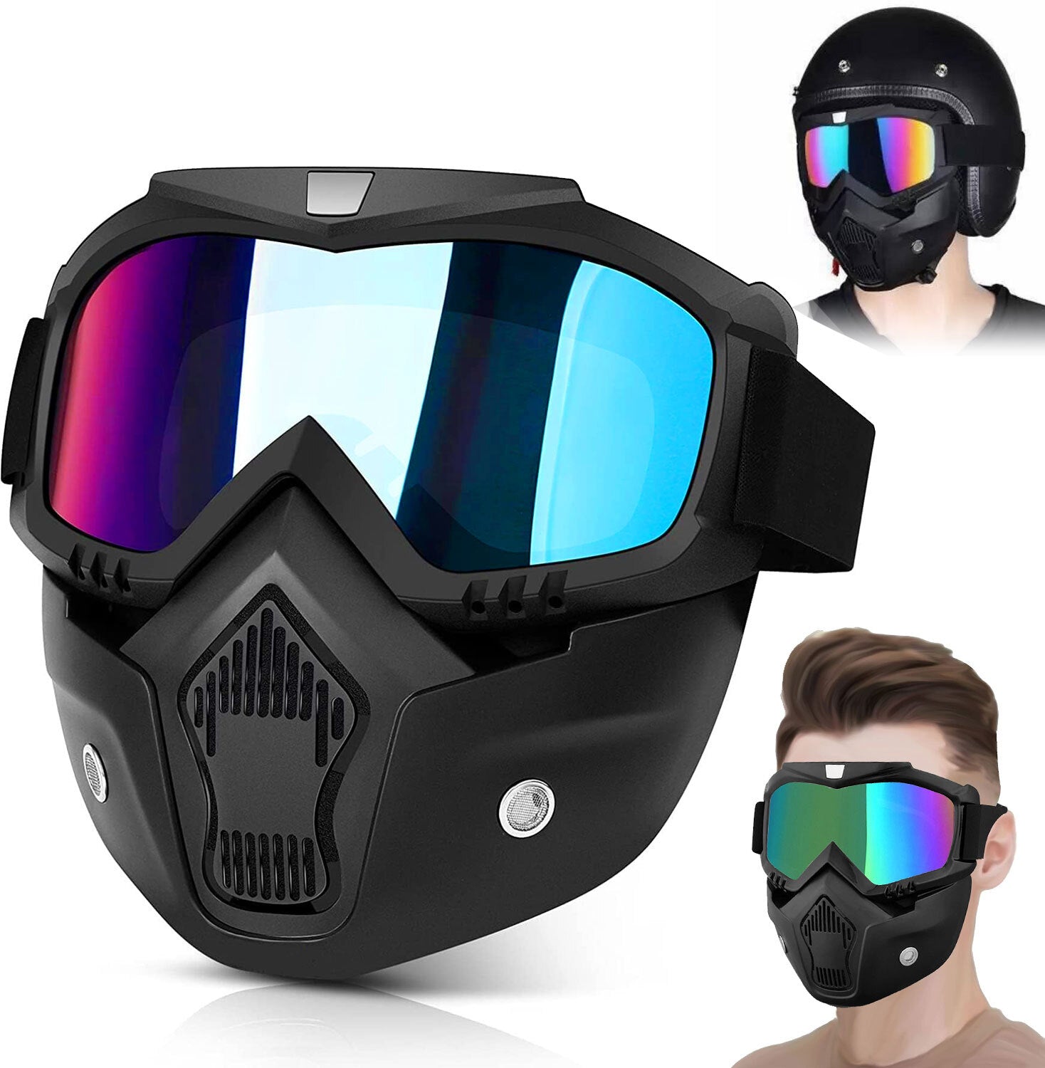 Bike Riding Face Mask, Face Shield Motorcycle Goggles Motorcycle Goggles Rainbow Bike Riding Face Mask, Face Shield Motorcycle Goggles Motorcycle Goggles Rainbow Blowtorch Safety Goggle (Free-size)