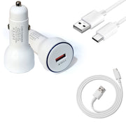 2-Ports Fast Metal Black Car Charger with Micro-USB Cable, LED Indicator, Turbo Charger, Dual USB (Pack of 1)