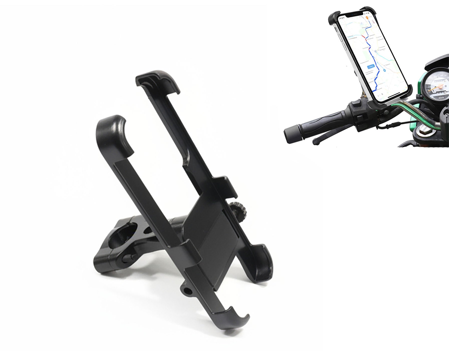 Bike Phone Holder 360 Degree Rotating Motorcycle Mount Mobile Holder Mirror Cradle Stand for Bicycle, Motorcycle, Scooty Fits All Smartphones (Black)