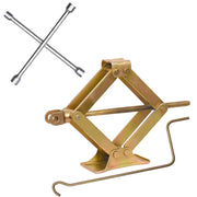 Scissor Jack & 4-Way Wheel Spanner (17x19x21x23 mm) Steel Portable Tire Jack with Handle Mounts Durable Leveling Jacks Compatible with Hatchback/SUV/Sedan (1 Ton)