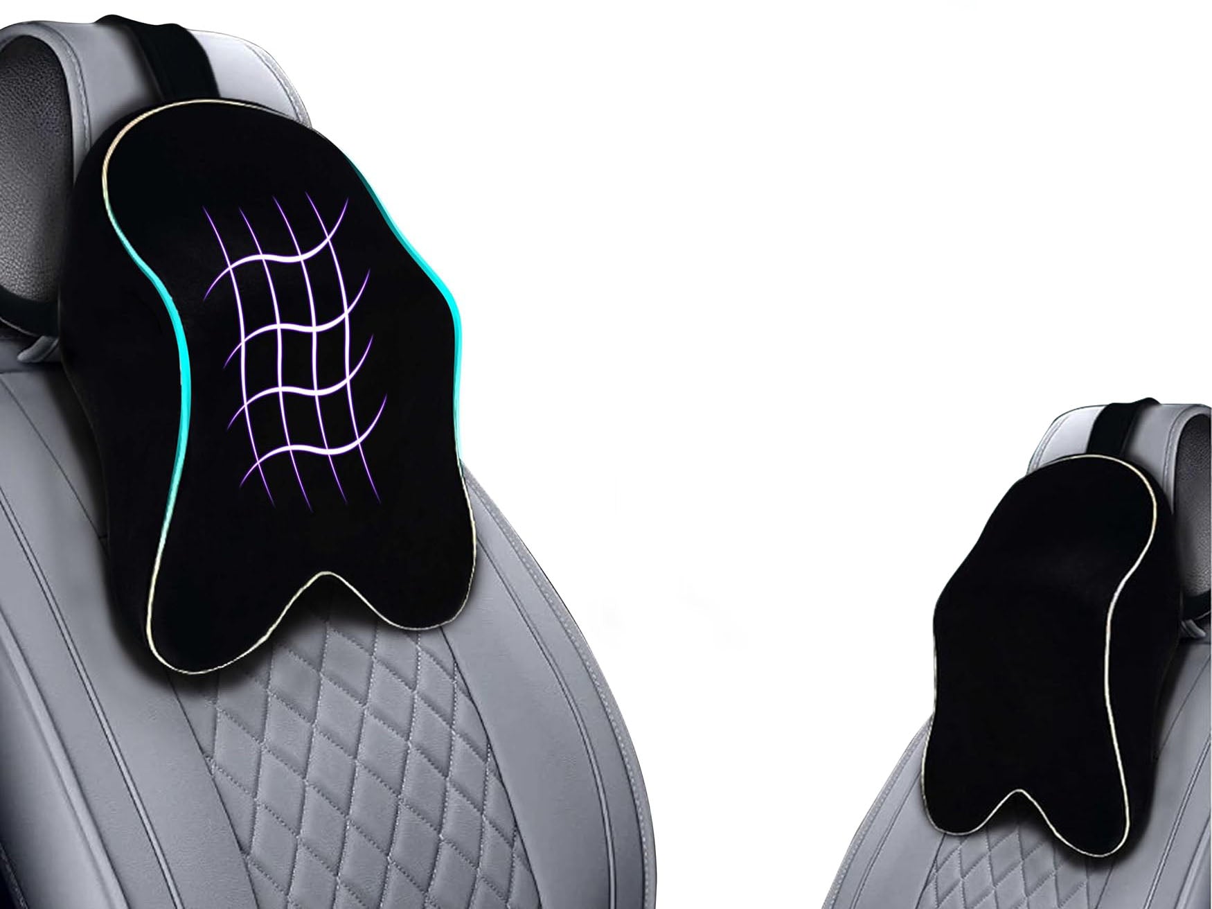 Auto Pearl Cradle Car Neck Rest Cushion|Memory Foam Neck Pillow| Seat Headrest Cushion| Car Neck Pillow for Neck Pain Relief in Office, Driving (Extra Large, Black Hemming, Pack of 1)