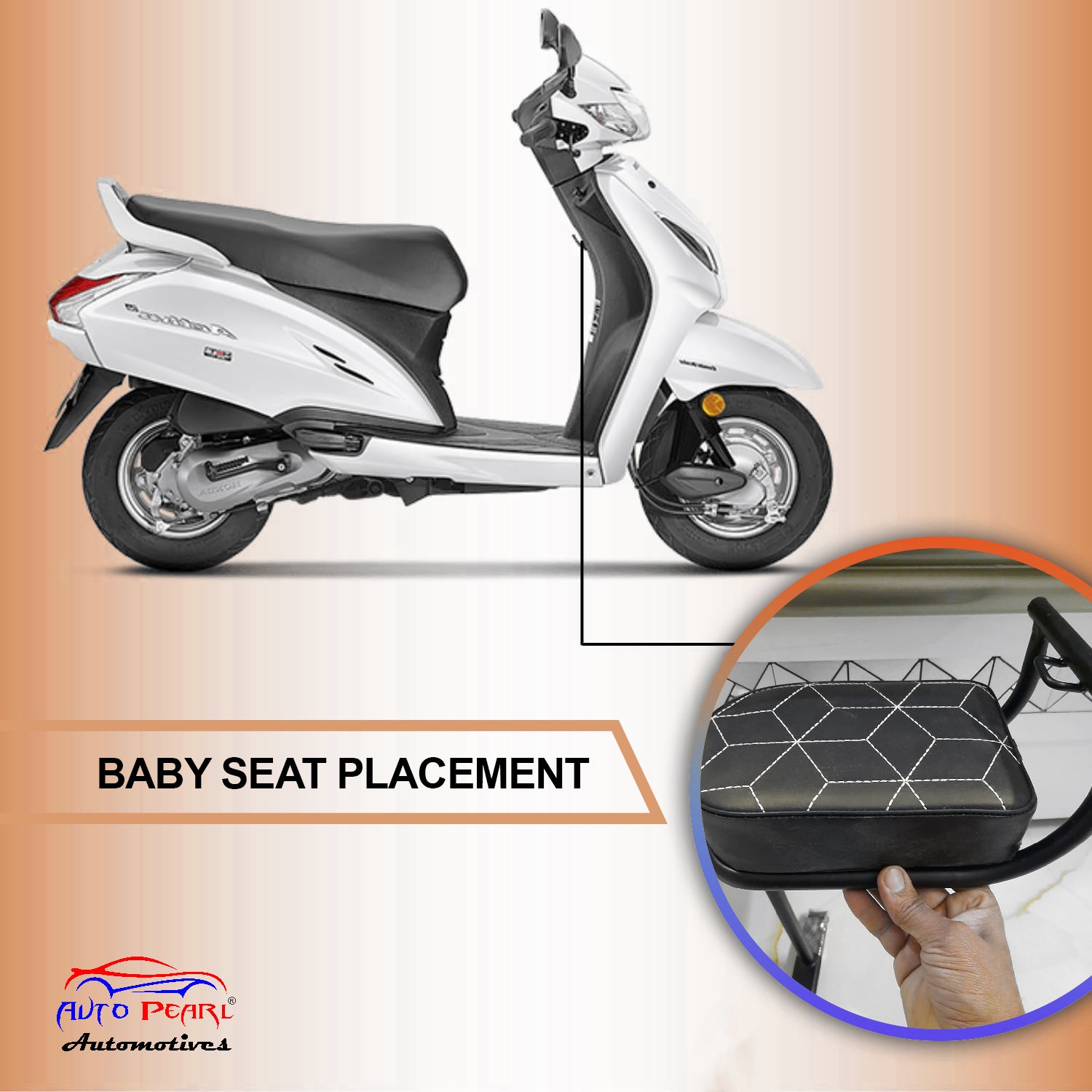 Auto Activa Baby seat, Baby seat for Activa, Baby seat for Gearless Bike, Child seat for Scooters, Activa Baby seat, Compatible with Activa, Jupiter, Maestro, Access, Burgman