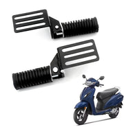Auto Pearl Side Footrest for Scooter | Spring Coil Style Foot Pegs | Adjustable Sliding Rail | Universal Fit | Black