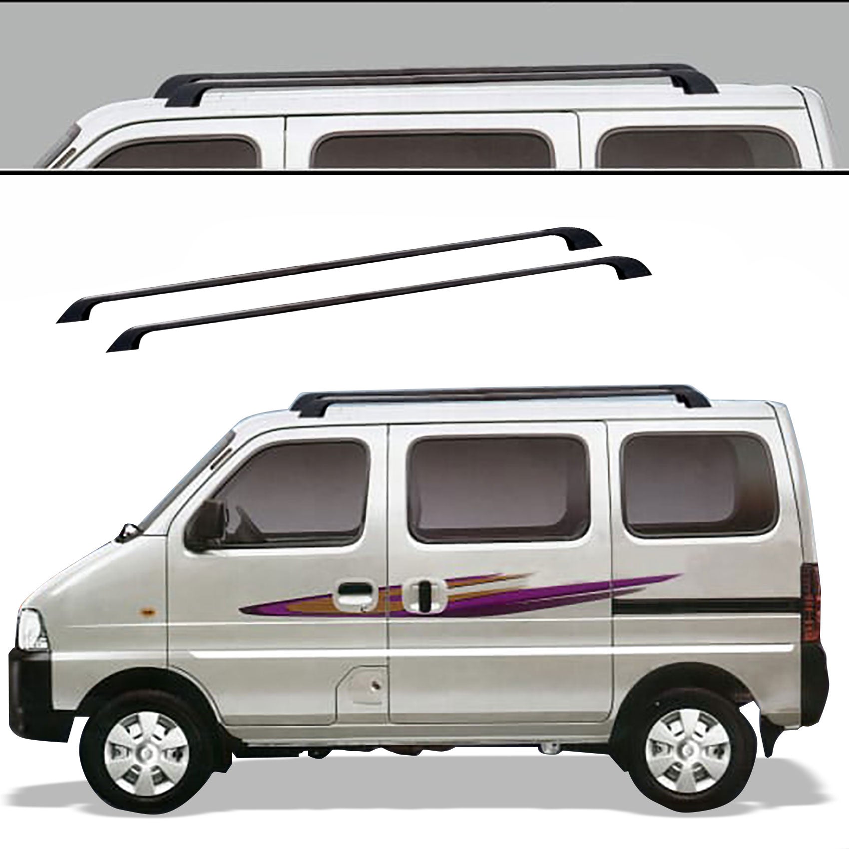 O.E. Type Roof Rail for Eeco  (Set of 2)|Silver Black