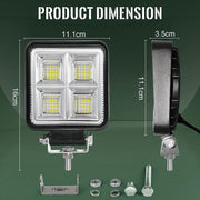 192W 64 LED Fog Light Super Bright With Mounting Brackets Powerful Lighting Range Fit For Car & Motorcycle (White, Pack of 2)