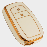 TPU Key Cover Compatible with Toyota Innova Crysta Key Cover 2 Button Smart Key Only (Black)