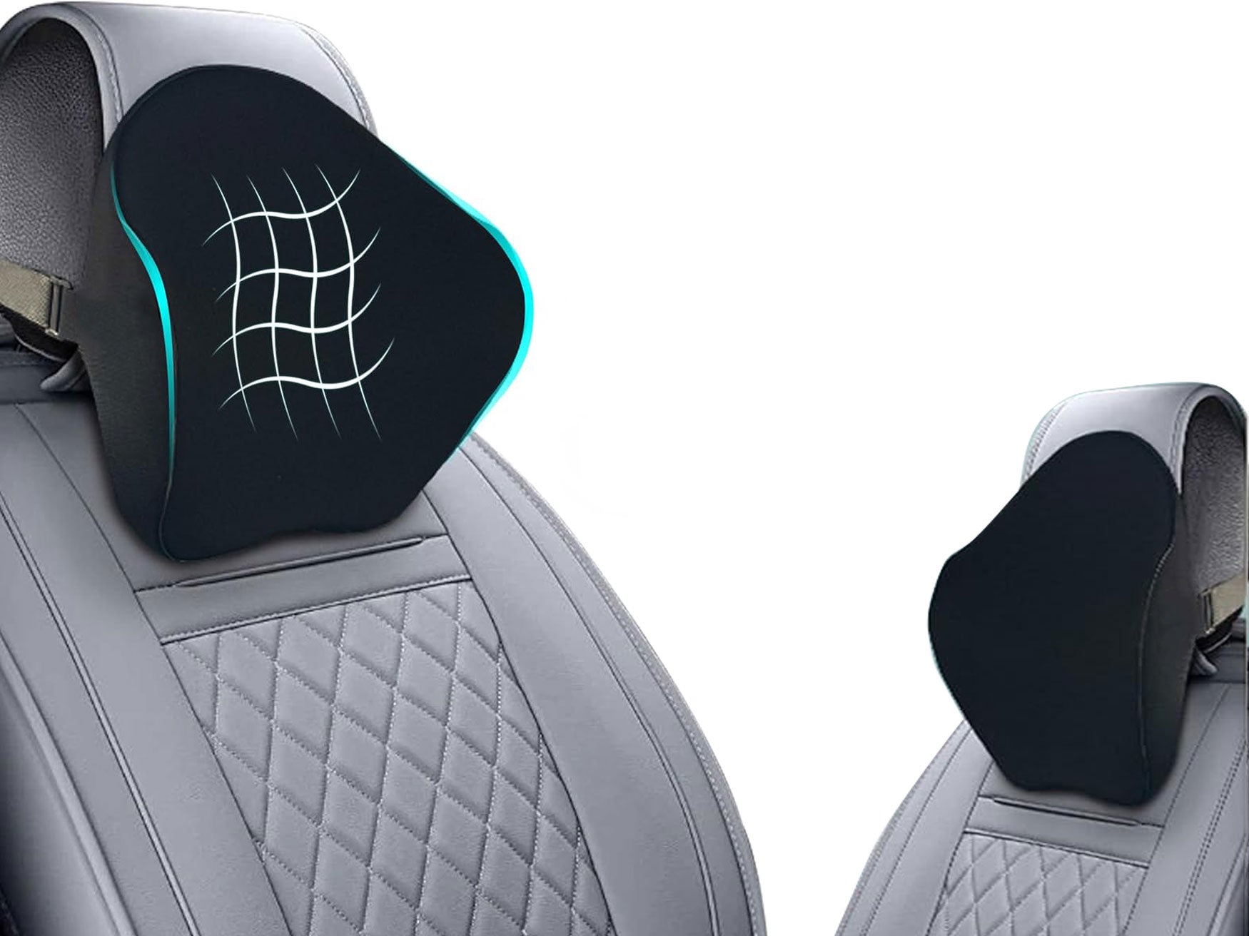 Auto Pearl CurvaRest Car Neck Rest Cushion| Seat Headrest Cushion||Memory Foam Neck Pillow Car Neck Pillow for Neck Pain Relief in Office, Driving (Large, Black, Black Hemming, Pack of 1)