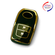 TPU Key Cover Compatible with Innova Crysta| Fortuner| Hilux| Fortuner Facelift 2021 | Fortuner Legender 2021 2 Button Smart Key (Black)