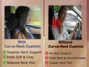 Auto Pearl CurvaRest Car Neck Rest Cushion| Seat Headrest Cushion||Memory Foam Neck Pillow Car Neck Pillow for Neck Pain Relief in Office, Driving (Large, Black, Black Hemming, Pack of 1)