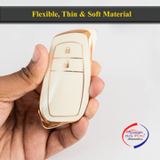 TPU Key Cover Compatible with Toyota Innova Crysta Key Cover 2 Button Smart Key Only (Black)