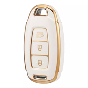 TPU Leather Car Key Cover Compatible with Hyundai Verna -2020 Smart Key