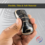 TPU Car Key Cover Compatible with Kia Sonet, Seltos 2020 4 Button Smart Key (Push Button Start Models,