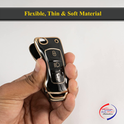 TPU Key Cover Compatible with Tata Tiago | Nexon | Altroz | Safari | Storme | Zest | Bolt | Tigor | Punch | Hexa 3 Button Flip Key