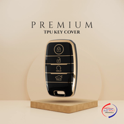 TPU Car Key Cover Compatible with Kia Sonet, Seltos 2020 4 Button Smart Key (Push Button Start Models,