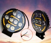 Auto Pearl Round 8-Led DRL Motorcycle Off-Road Vehicle Light Auxiliary White & Yellow (Pack of 1)