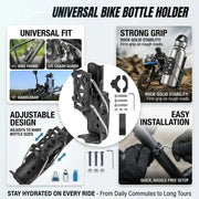 Auto Pearl Motorcycle Bottle Holder | 360° Rotatable | Adaptive Folding | Durable Nylon | Universal Fit | Black
