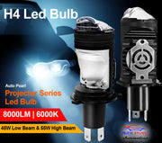 Auto Pearl H4 LED Projector Lens Motorcycle Headlight Bulbs 12V 8000LM Bulb H4 CSP Chip High/Low Beam, 45W-55W Canbus Turbo, 6000K White Light compatible with All Bike (Pack of 1)