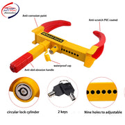 Wheel Clamp Lock Universal Security Adjustable Anti Theft Yellow Red Wheel Lock