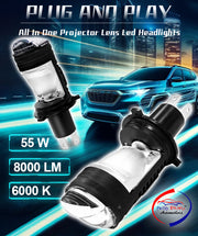 Auto Pearl H4 LED Projector Lens Motorcycle Headlight Bulbs 12V 8000LM Bulb H4 CSP Chip High/Low Beam, 45W-55W Canbus Turbo, 6000K White Light compatible with All Bike (Pack of 1)