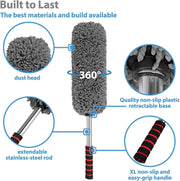 Microfiber Multipurpose Duster- Exterior Or Interior Use- Lint Free- Long Unbreakable Extendable Handle Pack of 1