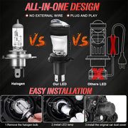 Auto Pearl H4 LED Projector Lens Motorcycle Headlight Bulbs 12V 8000LM Bulb H4 CSP Chip High/Low Beam, 45W-55W Canbus Turbo, 6000K White Light compatible with All Bike (Pack of 1)