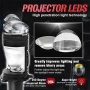 Auto Pearl H4 LED Projector Lens Motorcycle Headlight Bulbs 12V 8000LM Bulb H4 CSP Chip High/Low Beam, 45W-55W Canbus Turbo, 6000K White Light compatible with All Bike (Pack of 1)