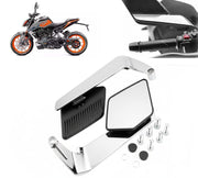 Motorcycle SilverFlip Mirrors Set Adjustable Rotating Rear View Mirror Stealth Wind Wing Side for All Bike (Pack of 2)