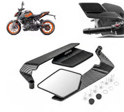 Motorcycle Carbon Flip Mirrors Set Adjustable Rotating Rear View Mirror Stealth Wind Wing Side for All Bike (Pack of 2)