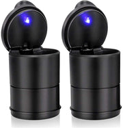 Cigarette LED Ash Tray, Fire Proof, Smell Proof & Smokeless Lid Easy to Clean Smoke Trash Can For AC Air Vent, Cup Holder, Dashboard Pack of 1 (Black)