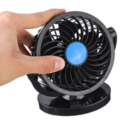 Mini 360 Degree Air Flow Car Fan, 100% Copper Motor, Single Head, Speed, Quiet & Strong, 12V DC, Universal Fit