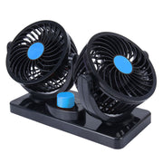 Mini 360 Degree Air Flow Car Fan, 100% Copper Motor, Dual Head, 2 Speed, Quiet & Strong, 12V DC, Universal Fit