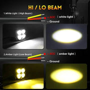 Auto Pearl Super Bright 3inch Projector Lens Dual-Color LED Auxiliary Light 12V 24W Driving Light for Bike & Car