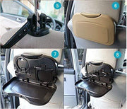 Car Travel Plastic Foldable Meal Drink Cup Tray Holder Mini Dining Table (Pack of 2)