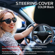 Ring Type Car Steering Wheel Cover Universal Genuine PU Non-Slip Natural Rubber Well Padded Grip Breathable Leatherite for - All Car (Snapon Dash Black) Small