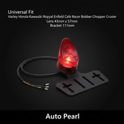 Auto Pearl Universal LED Motorcycle Tail Brake Light Rear Stop Lamp with Number Plate Bracket for Harley, Honda, Kawasaki, Royal Enfield, Cafe Racer, Bobber, Chopper & Cruiser Bikes