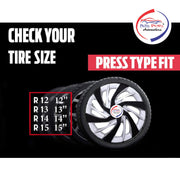 R14 Press Type Hubcap Eagle Wheel Cover Replacements for OEM Steel Wheels Polypropylene Material with Retention Ring | Set of 4 Pcs