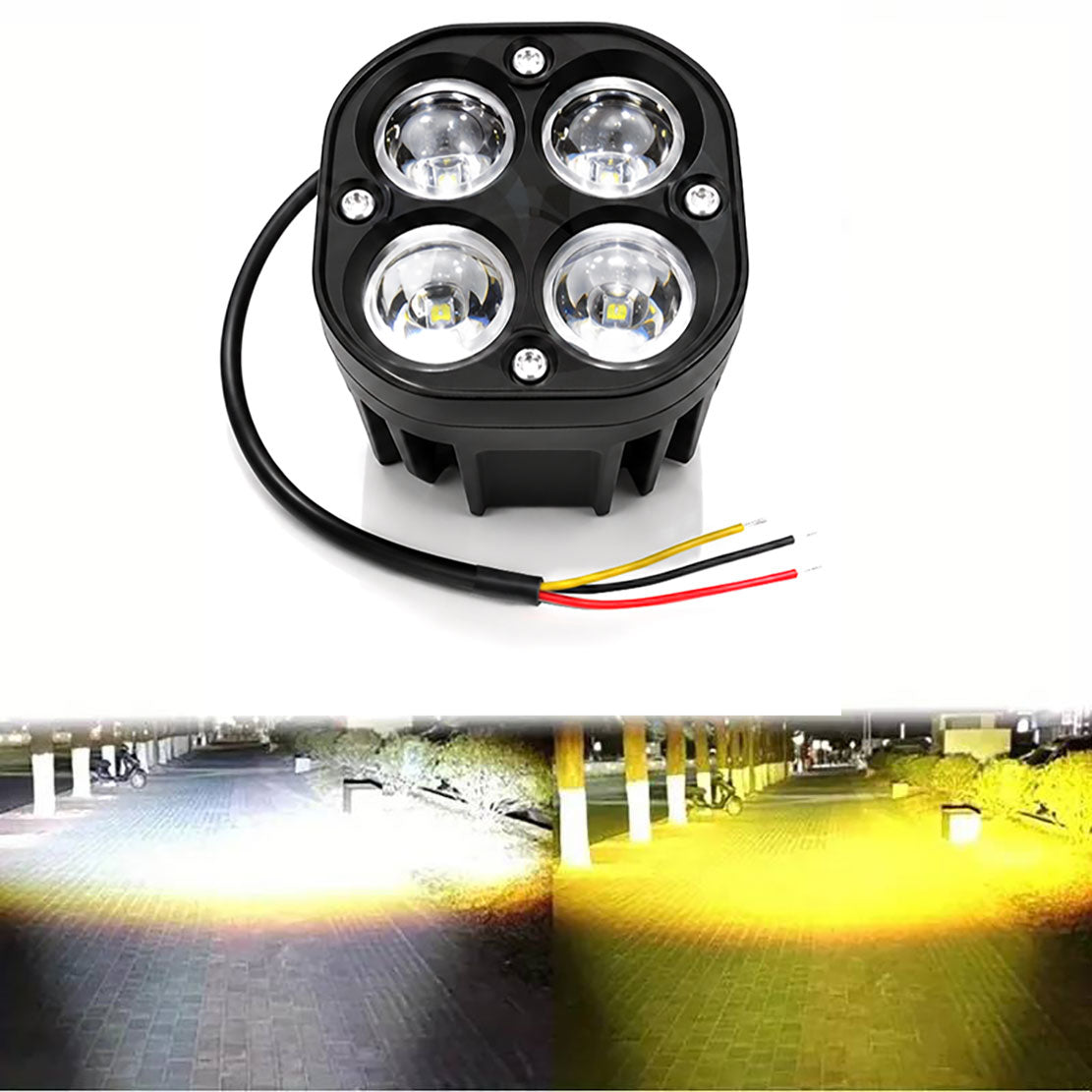 Auto Pearl Super Bright 3inch Projector Lens Dual-Color LED Auxiliary Light 12V 24W Driving Light for Bike & Car