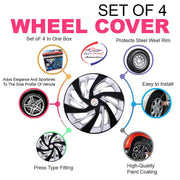 R14 Press Type Hubcap Eagle Wheel Cover Replacements for OEM Steel Wheels Polypropylene Material with Retention Ring | Set of 4 Pcs