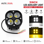 Auto Pearl Super Bright 3inch Projector Lens Dual-Color LED Auxiliary Light 12V 24W Driving Light for Bike & Car