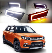 Car Fog Lamp LED Reflector Day time Running Light for Maruti Suzuki Brezza (Set of 2)