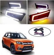 Car Fog Lamp LED Reflector Day time Running Light for Maruti Suzuki Brezza (Set of 2)