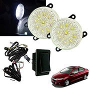 9 LED DRL Fog Lamp Assembly and Switch Without Sash Cover Compatible with All Cars (Set of 2)