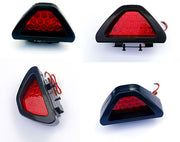 12 LED Car Blinking Brake Light Triangle F1 Style Rear Tail Brake Flashing Light Universal Fit for All Bike (Red)