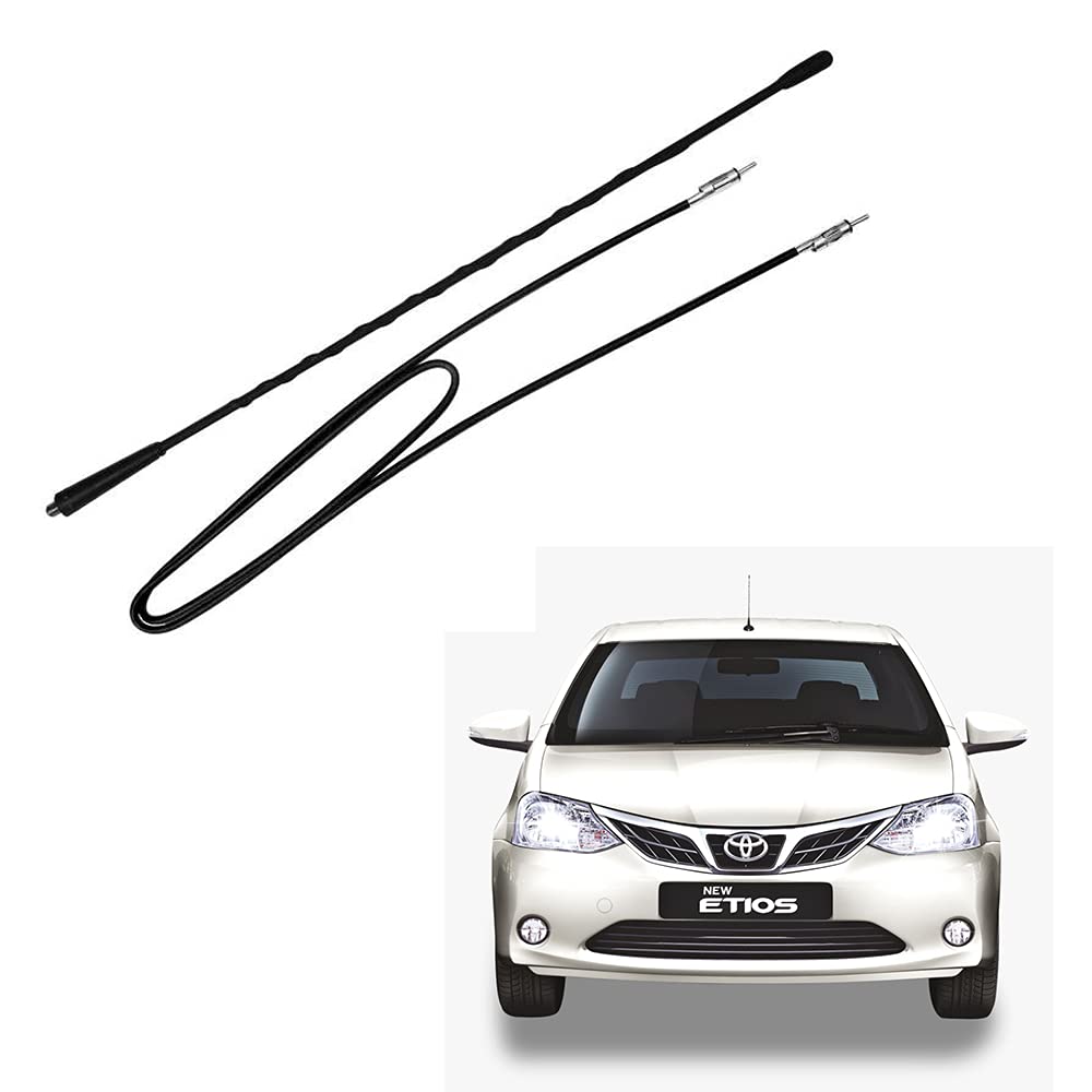Auto Pearl - Vehicle Roof Mount Rubber Antenna Mast Flexible Car Antenna with Anti-Theft Design and Car Wash Safe - Black - Etios / Etios Cross / Platinum Etios / Etios Liva